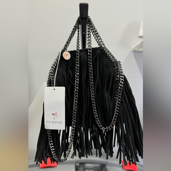 STELLA MCCARTNEY Shaggy Deer

Fringe Tiny Falabella Tote in BLACK - Picture 1 of 8